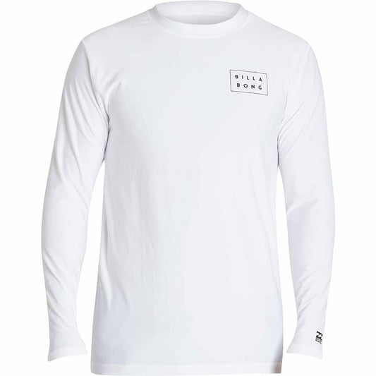 Billabong Men's Die Cut Longsleeve Loose Fit Rashguard - White Rashguard Sun Protection