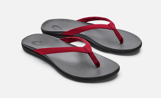 Olukai Ho'opio Women's Sandals - Red Dahlia / Charcoal Womens Footwear