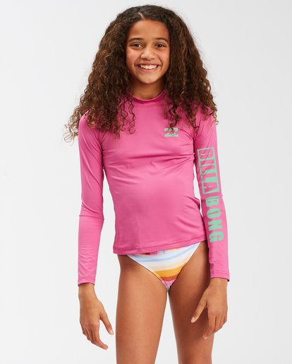 Billabong Core Surfdaze LS Girls Rashguard -Tahiti Pink Rashguard Sun Protection