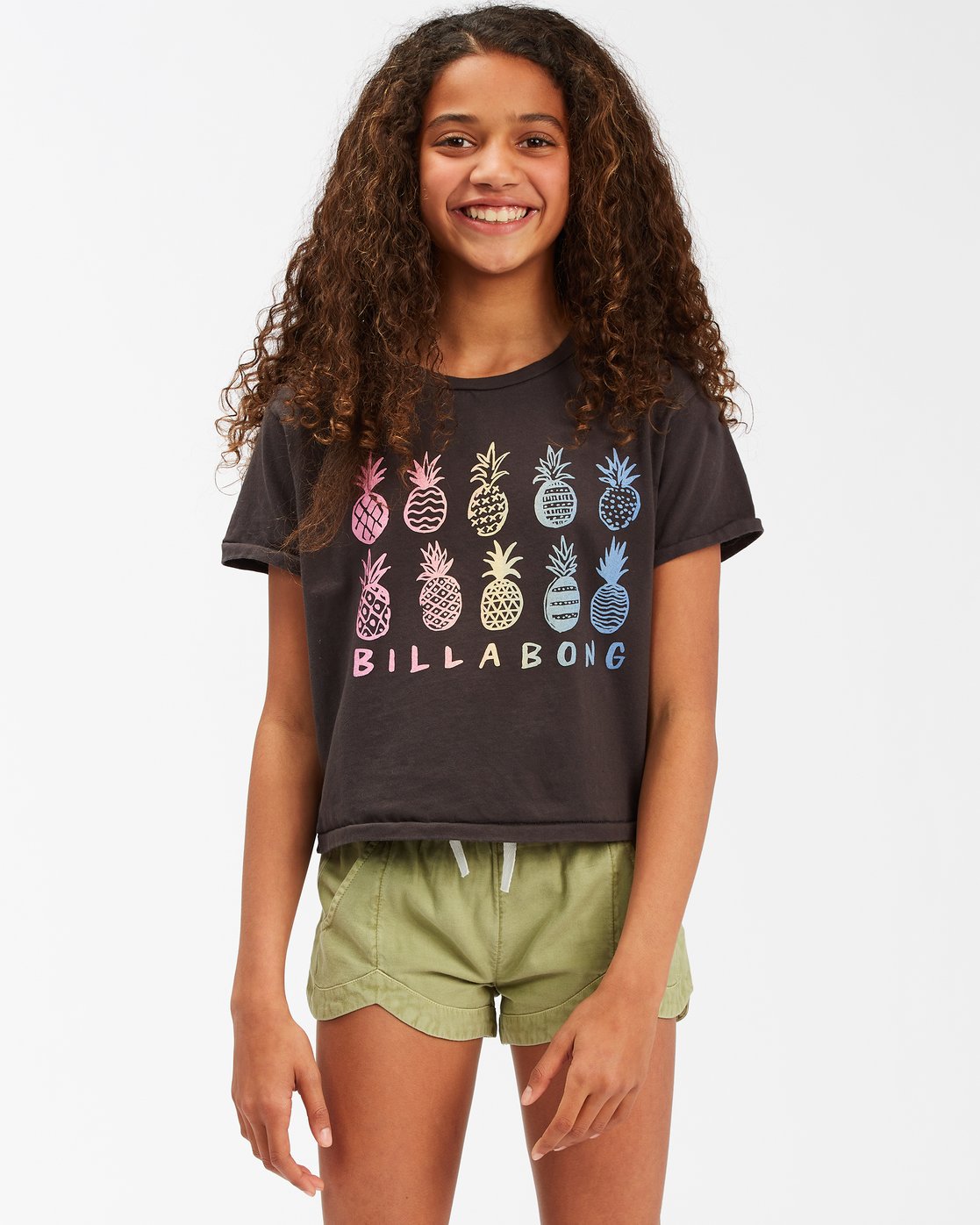 Billabong Girls' Pineapple Party Beach Street T-Shirt - Off Black Youth Girls