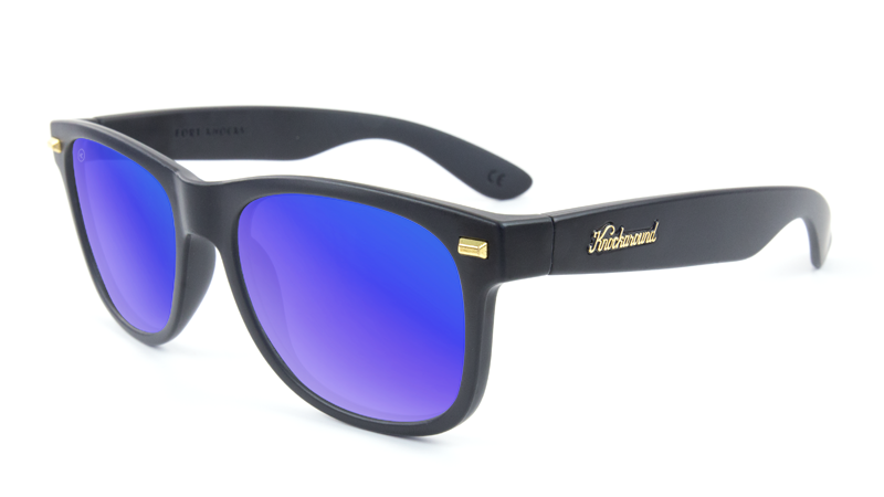 KnockAround Fort Knocks Matte Black Moonshine Blue Polarized Sunglasses Sunglasses