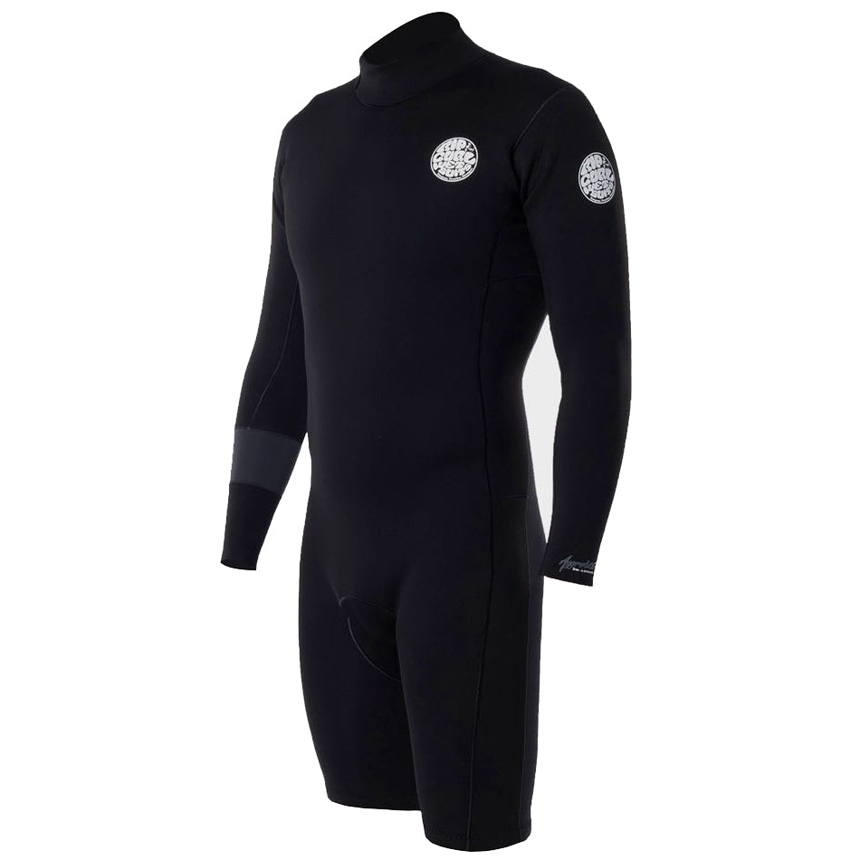 Rip Curl Aggrolite 2MM LS Mens Back Zip Springsuit - Black Wetsuit