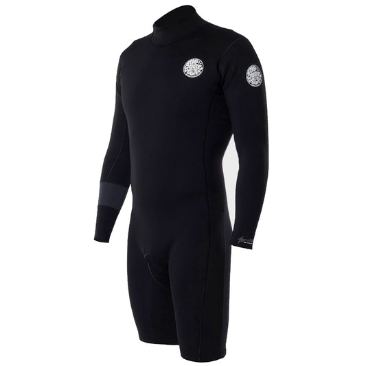 Rip Curl Aggrolite 2MM LS Mens Back Zip Springsuit - Black Wetsuit