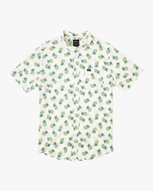 RVCA ANP Pack SS Mens Buttoned-Up Woven T Shirt - Antique White Mens Woven