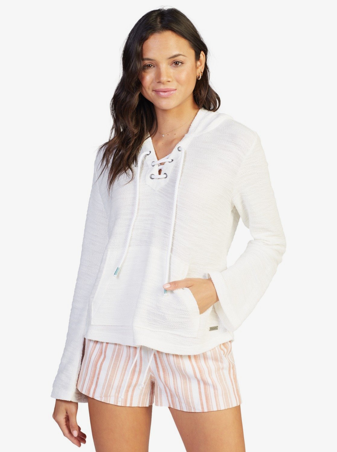 Roxy Pearling Pullover Hoodie - Snow White womens hoodie L