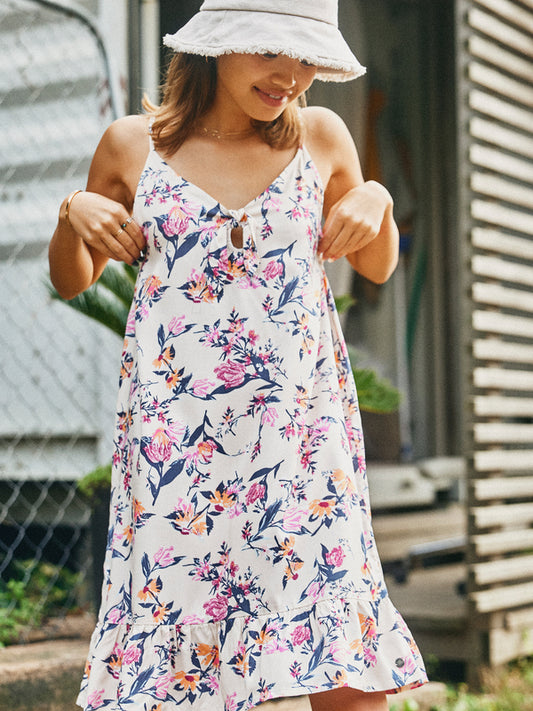 Roxy Time After Time Dress - Tapioca Delighted Floral Dress