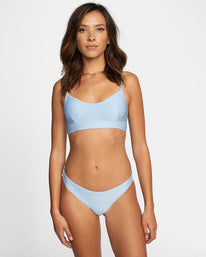 RVCA Daybreak Printed Low-Rise Bikini Top- Iris Blue womens swimwear