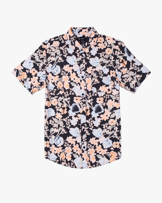 RVCA Pressure Drop SS Mens Woven Shirt - Pirate Black Mens Woven