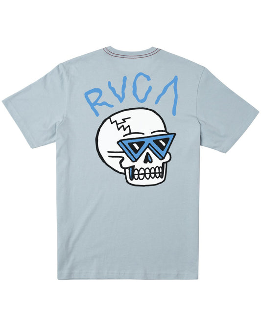 RVCA Luke P Skull Shred Tee Shirt - Pale Blue Mens T Shirt