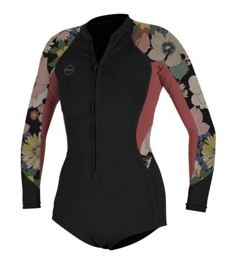 Oneill WOMEN'S BAHIA 2/1MM FRONT ZIP L/S SURF SUIT Wetsuit Top