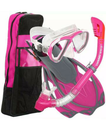US Divers Beli LX Bali Mask Snorkel Set Mask Snorkel Fins snorkel S/M Pink