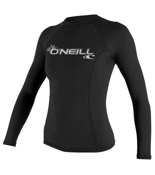 Oneill Women's Basic Skins L/S Rashguard UV 50+ Black 3549 Womens Rashguard