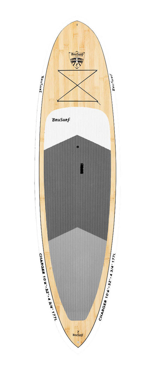 BRU SURF 10'6 BAMBOOO SUP Package, Board, Paddle and Bag Combo Pack - AST Colors SUP Board