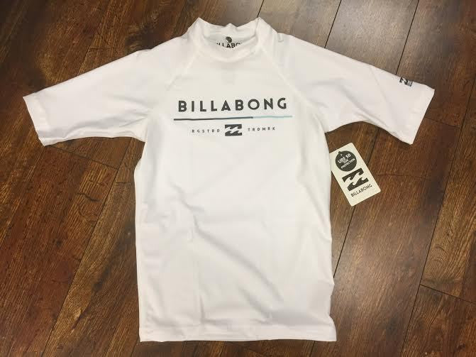 Billabong Boys All Day Short Sleeve Lycra In White BWLYEALSWHT youth rashguard