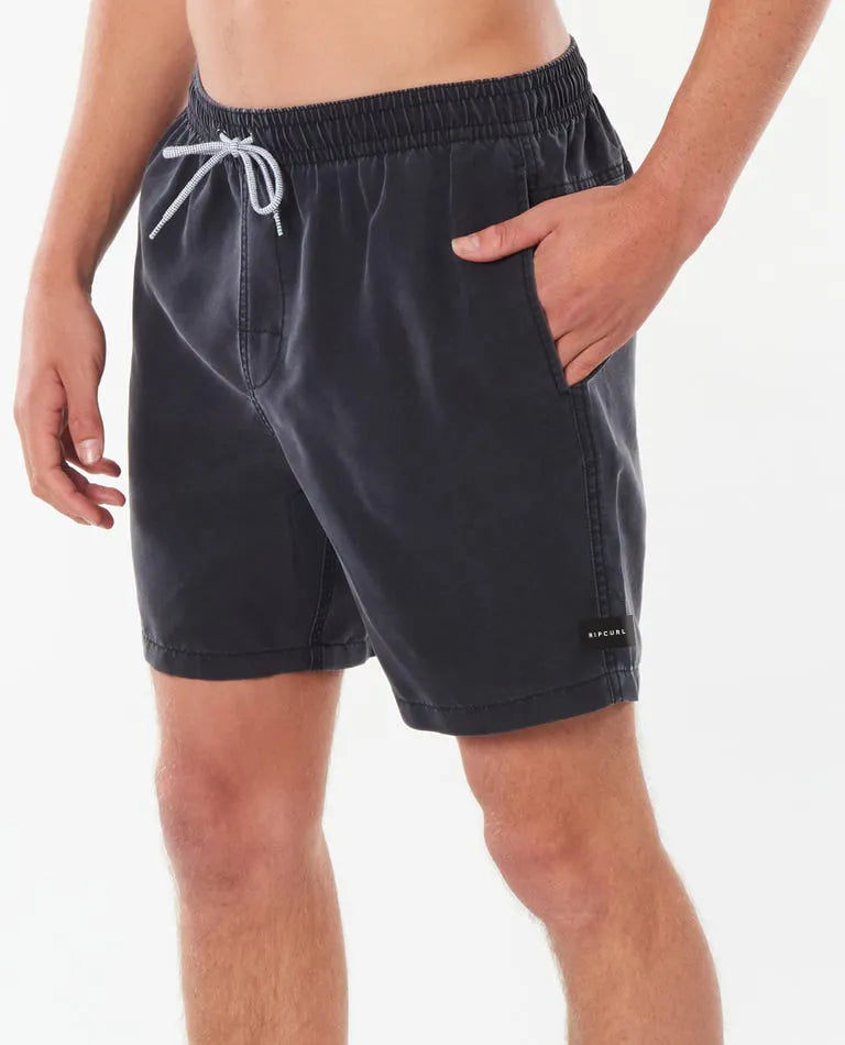 Rip Curl Bondi Men's Volley Elastic Shorts 17" - Washed Black - Navy Mens Boardshorts Washed Black