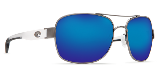 Costa Cocos Gunmetal w/ Crystal Temples Blue Mirror 580P Polarized Sunglasses Sunglasses