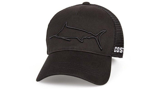 Costa Stealth Marlin Black Trucker Hat 3d Marlin Embroidery New 2017 Mens Hat