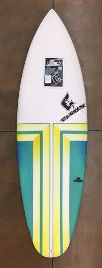 Clever 5'7 Fish Jet Green air Brush Surfbord 4796 surfboard