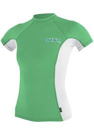 Oneill Women's Skins S/S Crew- Mint White Womens Rashguard