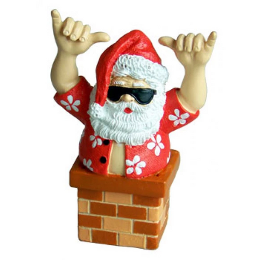 Surfing Shaka Santa Christmas Ornament 3" x 3" Ornament Santa Chimney