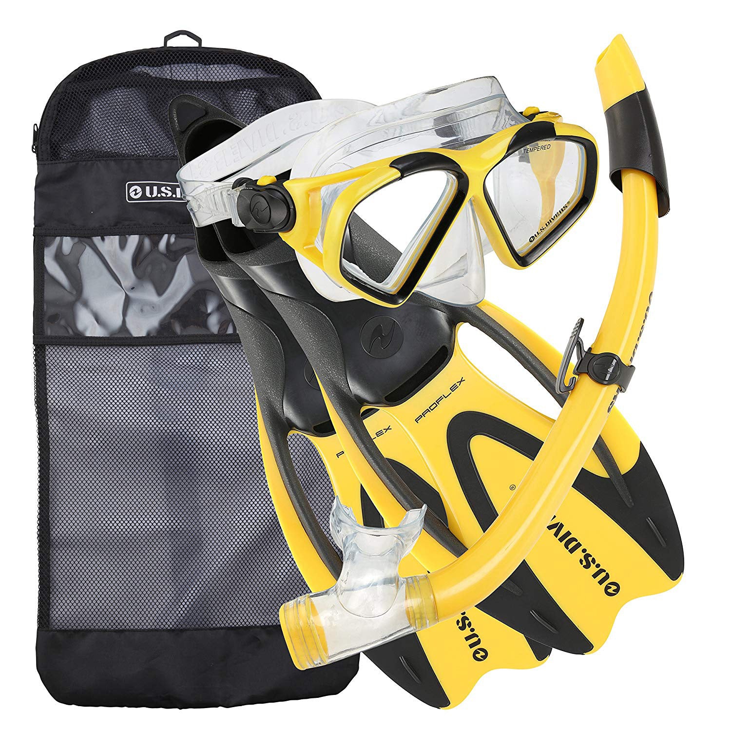 U.S. Divers Compass Snorkel Kit - Yellow Black snorkel