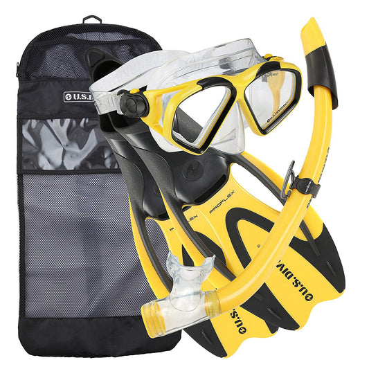 U.S. Divers Compass Snorkel Kit - Yellow Black snorkel
