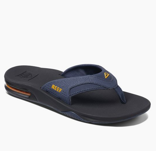 Reef Fanning Sandals Navy Yellow Bottle Opener Sandals Mens Footwear