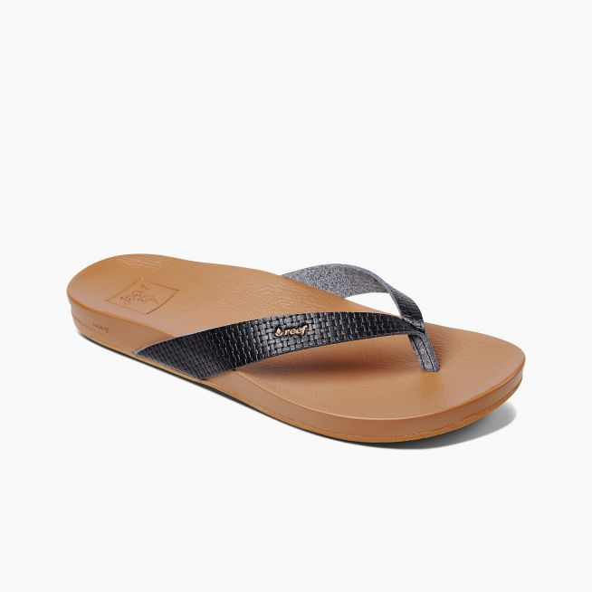 Reef Cushion Bounce Court Womens Sandal - Black Basket Womens Footwear