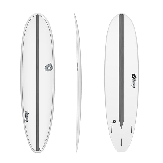 Torq 7"4' Tet Carbon Stripe Funboard - White Surfboards