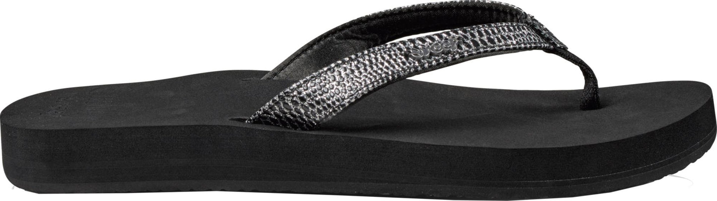 Reef Star Cushion Sassy Women's Sandals - Black Silver Womens Footwear