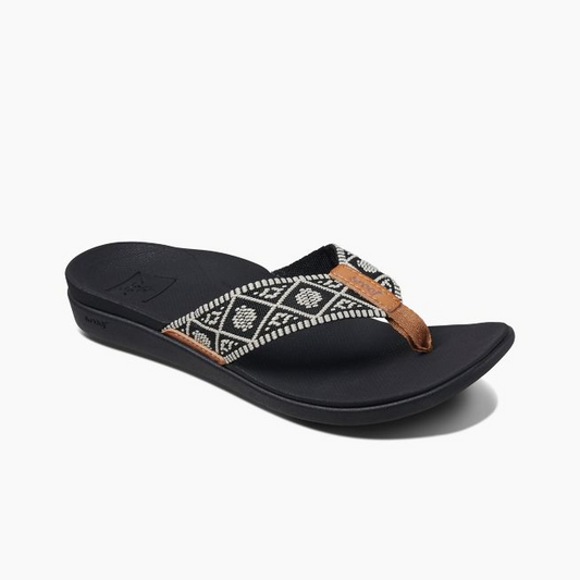 Reef Women's Ortho Bounce Woven - Black White Womens Footwear
