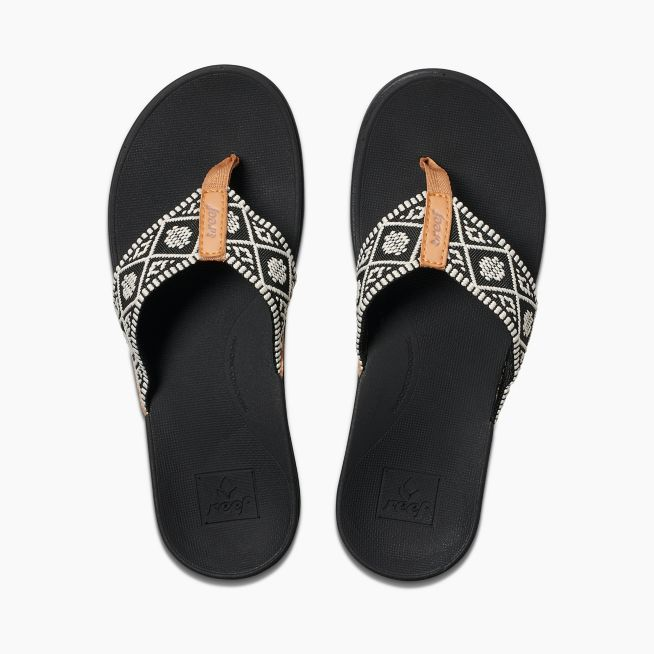 Reef Women's Ortho Bounce Woven - Black White Womens Footwear
