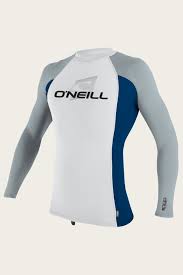 O'Neill Youth Premium LS Rash Guard - White Deepsea Coolgrey 4174 youth rashguard