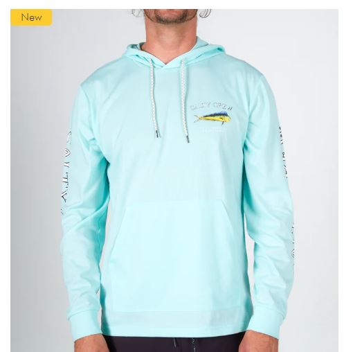 Salty Crew El Dorado Hooded Tech UPF 40+ Tee LS - Sea Foam Rashguard Sun Protection