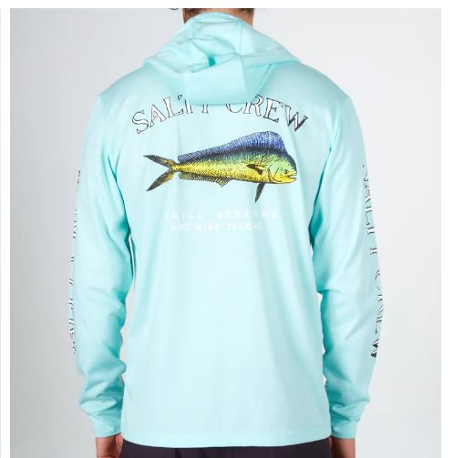 Salty Crew El Dorado Hooded Tech UPF 40+ Tee LS - Sea Foam Rashguard Sun Protection