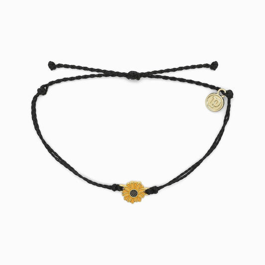 Pura Vida Enamel Sunflower Gold Charm - Black Jewelry