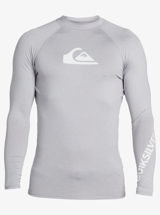 Quiksilver All Time LS Mens UPF 50 Rashguard - Sleet Heather Rashguard Sun Protection