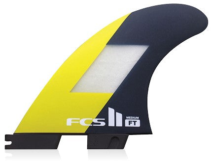 FCS II Filipe Toledo FT PC MEDIUM TRI FIN SET Air Core Fins Black Yellow