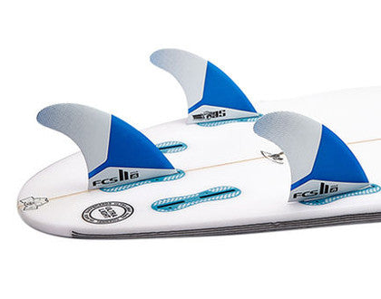 FCS II JS PC MEDIUM TRI - QUAD FIN SET BLUE WHITE 5 Fin Set Fins
