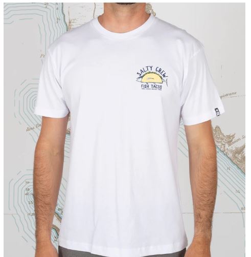 Salty Crew Baja Fresh Fish Tacos SS T Shirt - White Mens T Shirt