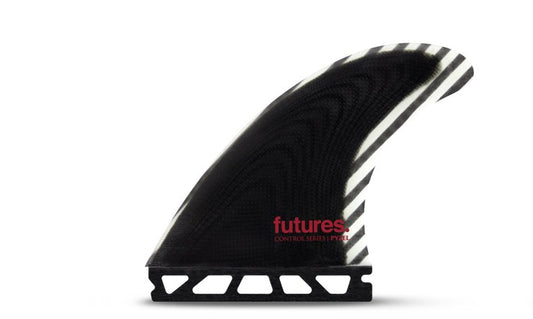 Futures Pyzel Medium Control Series Fiberglass Thruster Fins - BLACK/ White Fins