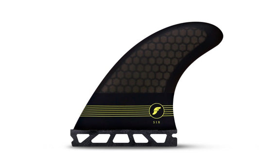 Futures F6 HC Thruster Fins - Smoke Black Yellow Fins