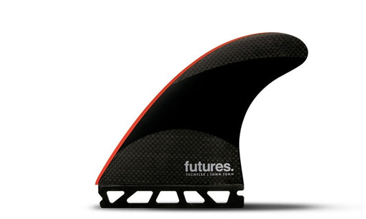 Futures JJ-2 Large Techflex Thruster Fins - Black/ Neon Red Fins