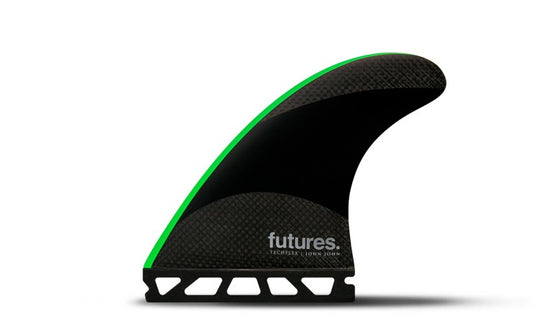 Futures JJ-2 Medium Techflex Thruster Fins - Black/ Neon Green Fins