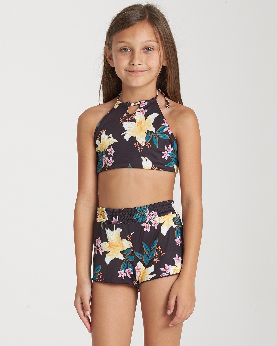Wild Side Girls Volley - Black Pebble youth swimwear