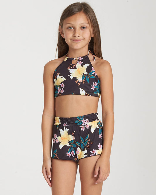 Wild Side Girls Volley - Black Pebble youth swimwear