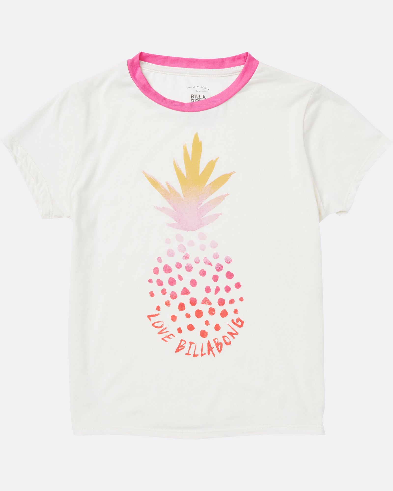 Billabong Girls Rainbow Pineapple Tee Rebel Pink girls top