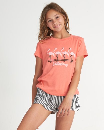 Billabong Girls Flamingos in Pink - Sunkissed Coral girls top