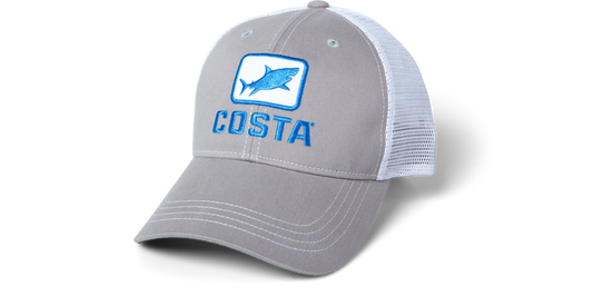 Costa Del Mar Great Ocearch Shark Trucker Grey White Hat Mens Hat