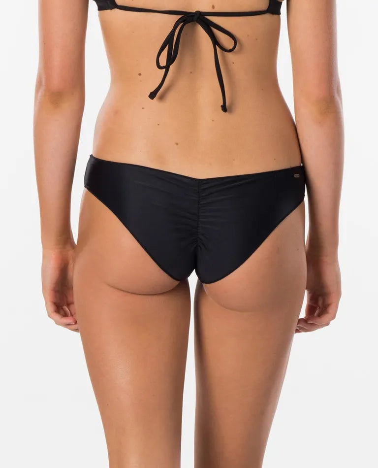 Rip Curl Classic Surf Cheeky Coverage Bikini Bottom - Black womens swimwear